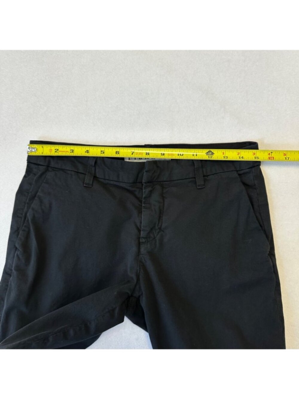 Frank & Eileen Womens Wicklow Cropped Chino Pants Black Frayed Hem Size 4 - Picture 10 of 12